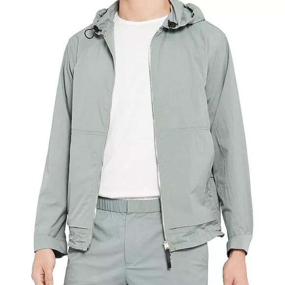 Men's Theory Haskel Kelso Piqué Packable Jacket in Steel Green - Picture 6 of 9